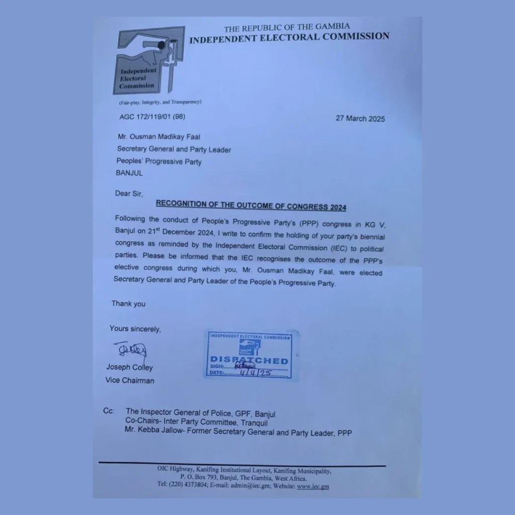 IEC CONFIRMS THE OUTCOME OF THE PPP ELECTIVE CONGRESS IN DECEMBER 2024